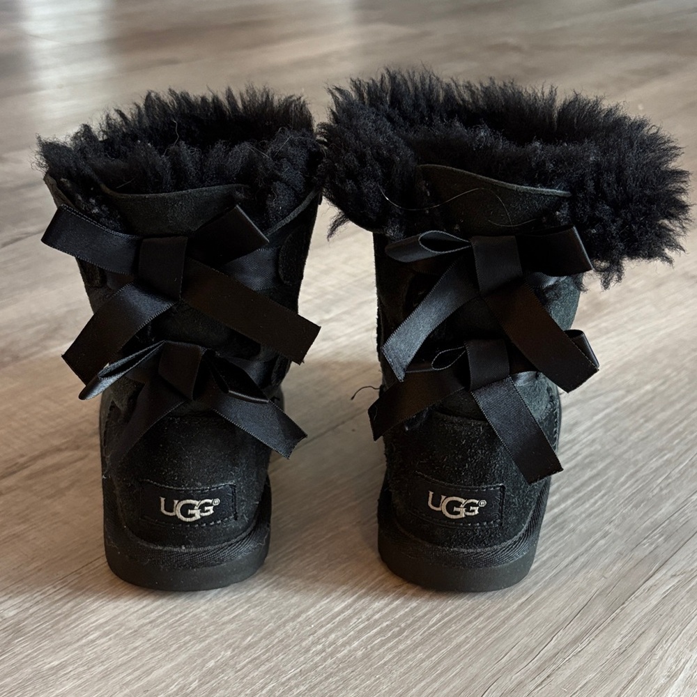 UGG Kids Black Boots with Bows